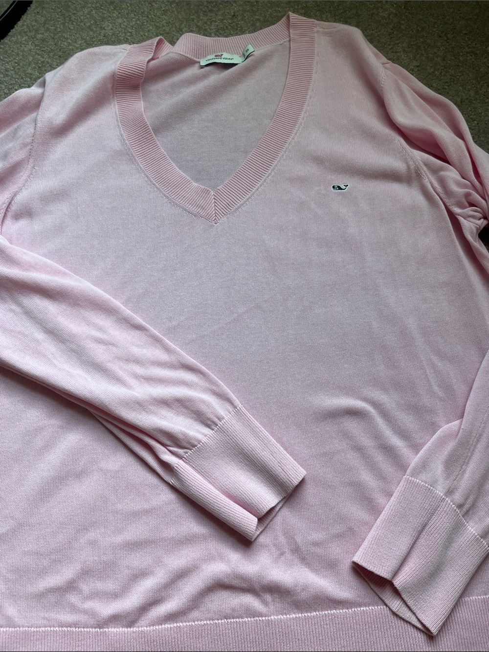 Vineyard Vines Men's Light Pink V-Neck Sweater